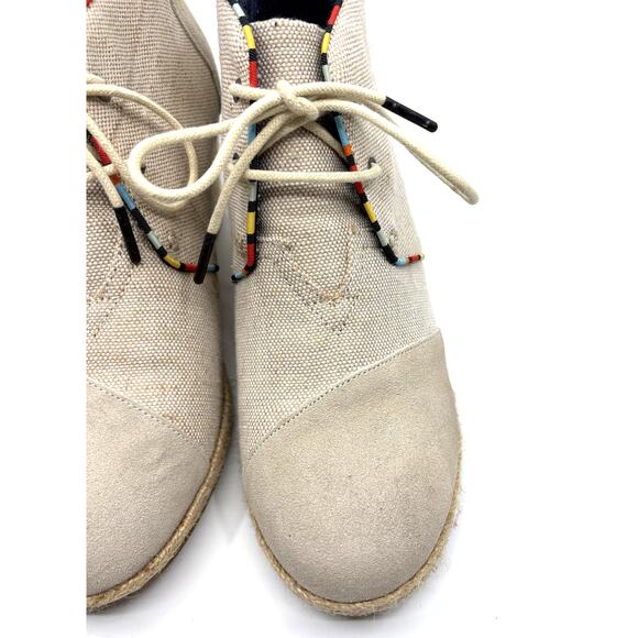 TOMS Women’s Whisper Burlap Suede Natural Desert Wedge Ankle Boots | Size 12 - Picture 6 of 16